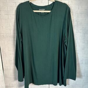 Chico’s pima Cotton long sleeve Tee shirt Hunter Green Normcore casual plus size